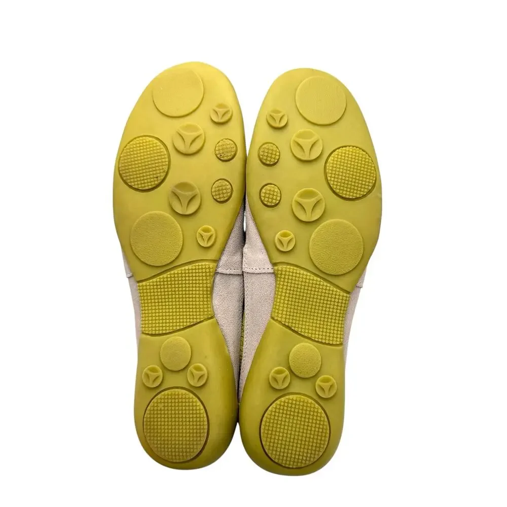 Berne Mev Austin Lime Green Embossed Suede Leather Slip On Flat Comfort Shoes